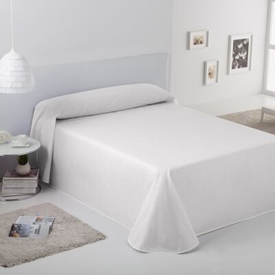 colcha/cubrecama rústico lisos color blanco óptico - cama de 150/160 cm - hilo tintado - 50% algodón/50% poliéster