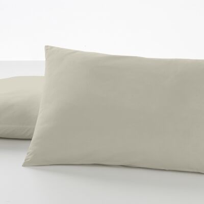 estelia - pack de dos fundas de almohada color piedra - 50x80 cm - 50% algodón / 50% poliéster - 144 hilos - cierre en tapa y solapa. gramage: 115