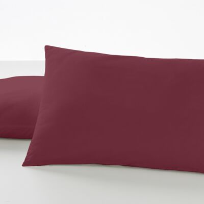 estelia - pack de dos fundas de almohada color vino - 50x80 cm - 50% algodón / 50% poliéster - 144 hilos - cierre en tapa y solapa. gramage: 115
