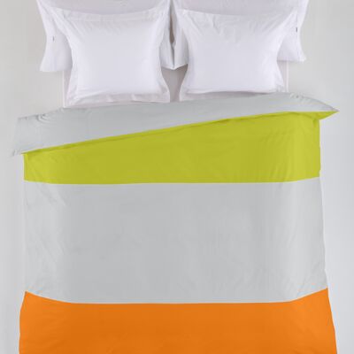 estelia - funda nordica tricolor pistacho-perla-naranja - cama de 135/140 (1 pieza) - 50% algodón / 50% poliéster - 144 hilos. gramage: 115