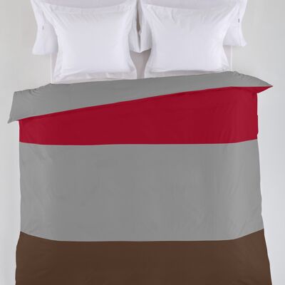 estelia - funda nordica tricolor burdeos-plomo-café - cama de 150/160 (1 pieza) - 50% algodón / 50% poliéster - 144 hilos. gramage: 115