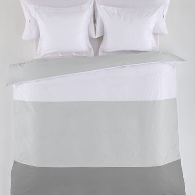 estelia - funda nordica tricolor blanco-perla-plomo - cama de 90 (1 pieza) - 50% algodón / 50% poliéster - 144 hilos. gramage: 115