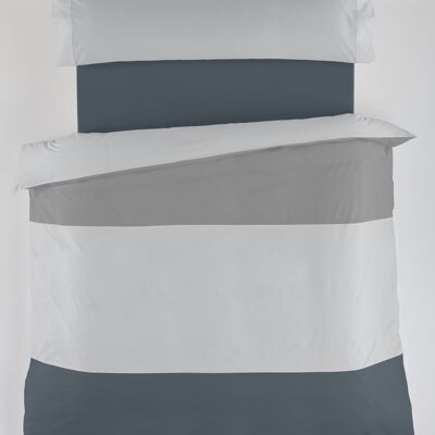 estelia - juego de funda nordica tricolor plomo-perla-gris - cama de 90 (3 piezas) - 50% algodón/50% poliéster - 144 hilos. gramage: 115