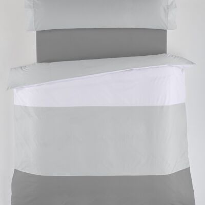 estelia - juego de funda nordica tricolor blanco-perla-plomo - cama de 105 (3 piezas) - 50% algodón/50% poliéster - 144 hilos. gramage: 115