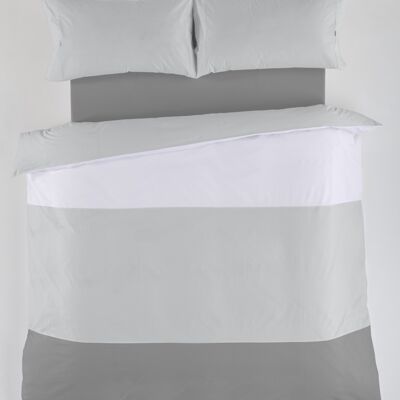estelia - juego de funda nordica tricolor blanco-perla-plomo - cama de 180 (4 piezas) - 50% algodón/50% poliéster - 144 hilos. gramage: 115