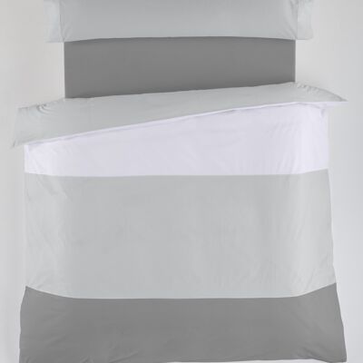 estelia - juego de funda nordica tricolor blanco-perla-plomo - cama de 135/140 (3 piezas) - 50% algodón/50% poliéster - 144 hilos. gramage: 115