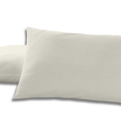 estelia - pack de dos fundas de almohada de algodón color crema - 50x80 cm - 100% algodón - 144 hilos - cierre en tapa y solapa. gramage: 115