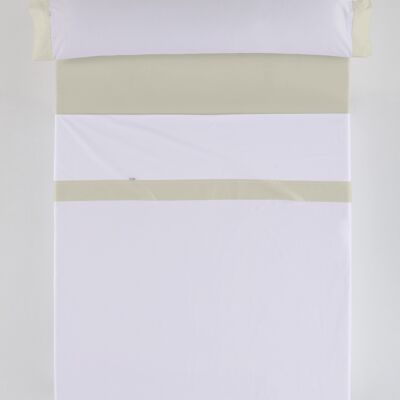 estelia - juego de sábanas liso color blanco-piedra - cama de 90 (3 piezas) - 50% algodón / 50% poliéster - 144 hilos. gramage: 115