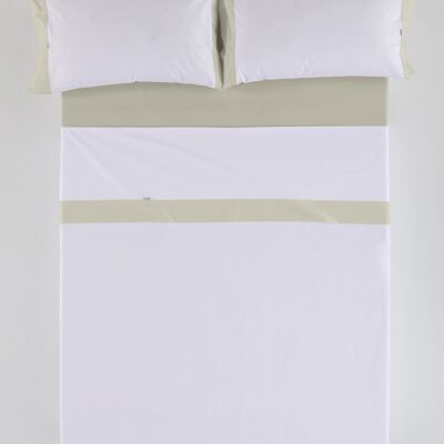 estelia - juego de sábanas liso color blanco-piedra - cama de 200 (4 piezas) - 50% algodón / 50% poliéster - 144 hilos. gramage: 115