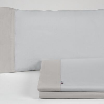 estelia - juego de sábanas liso color perla-plomo - cama de 90 (3 piezas) - 50% algodón / 50% poliéster - 144 hilos. gramage: 115