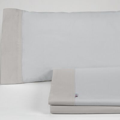 estelia - juego de sábanas liso color perla-plomo - cama de 150 (3 piezas) - 50% algodón / 50% poliéster - 144 hilos. gramage: 115