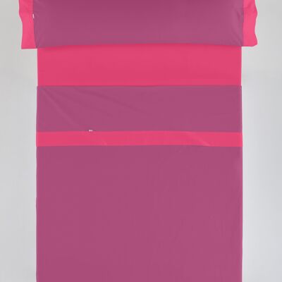 estelia - juego de sábanas liso color fucsia-chicle - cama de 90 (3 piezas) - 50% algodón / 50% poliéster - 144 hilos. gramage: 115