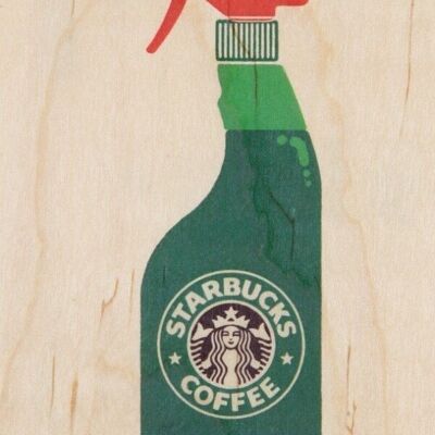 Postal de madera - mezcla de marcas de starbucks