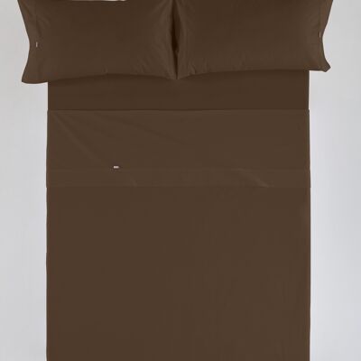 estelia - juego de sábanas color chocolate - cama de 180 (4 piezas) - 100% algodón - 200 hilos