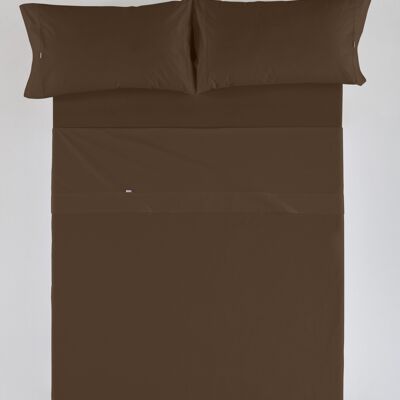 estelia - juego de sábanas color chocolate - cama de 150 (4 piezas) - 100% algodón - 200 hilos