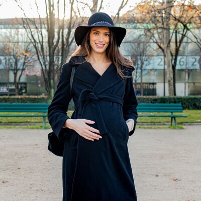 Black maternity and babywearing coat