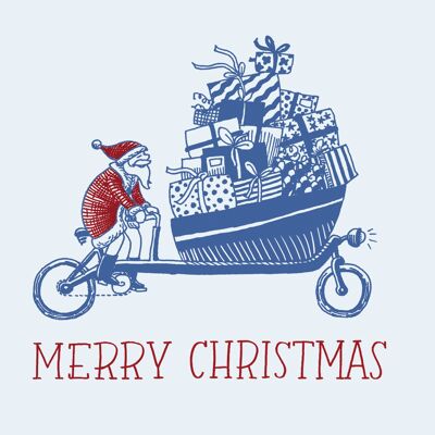 Cartolina pieghevole Cartolina di Natale cargo bike con regali