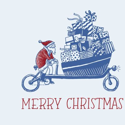 Tarjeta plegable Tarjeta de Navidad bicicleta de carga con regalos