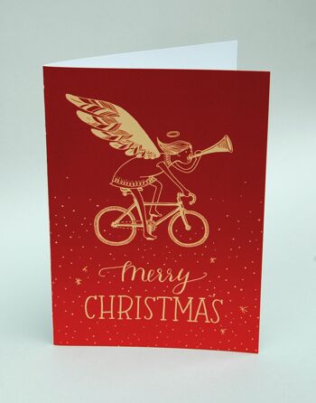 Carte pliante Carte de Noël Ange à vélo 2