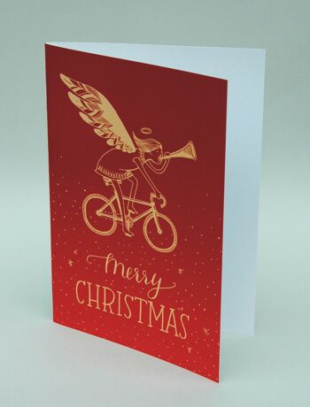 Carte pliante Carte de Noël Ange à vélo 3