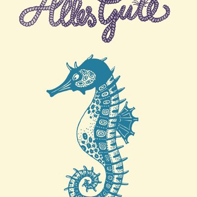Postcard All the best with seahorses
