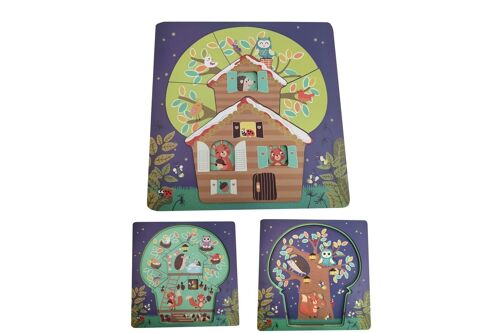 Puzzle with layers, tree house (FSC wood)