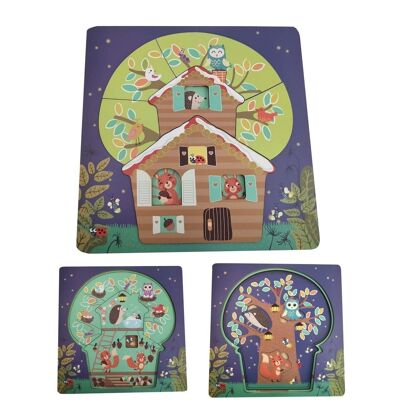 Puzzle with layers, tree house (FSC wood)