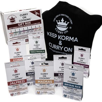 Gift Box Keep Korma Apron and 8 Curry Kits