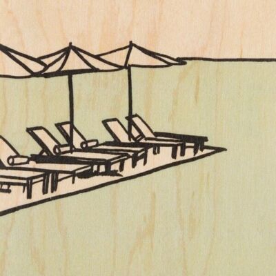 Carte postale en bois - holidays deck chair