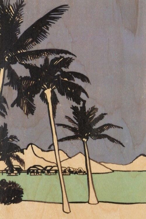 Carte postale en bois - holidays palm trees bis
