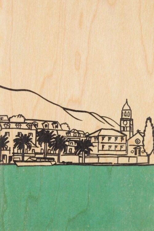 Carte postale en bois - holidays village by the sea