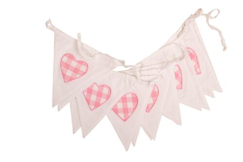 Pink Heart Bunting - 100% Cotton - 5 metres