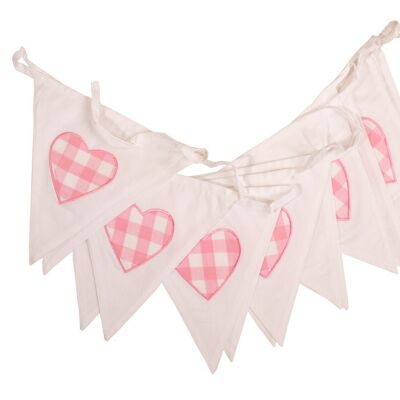 Pink Heart Bunting - 100% Cotton - 5 metres