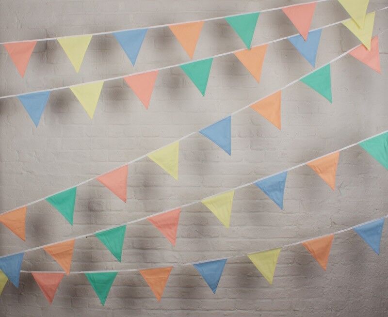 Pastellfarben Wimpelkette - 100 % Baumwolle - 5 Meter