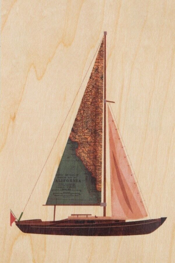 Wooden postcard - travel boat