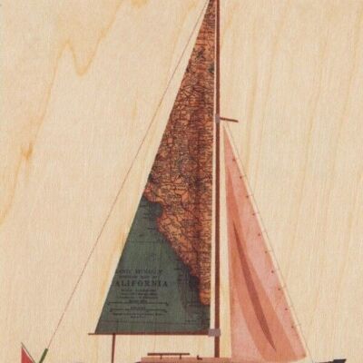 Carte postale en bois - travel boat