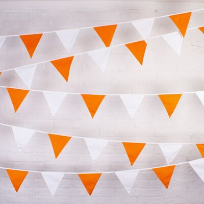Banderines Naranja y Blanco - 100% Algodón - 5 metros
