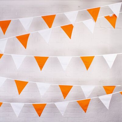 Banderines Naranja y Blanco - 100% Algodón - 5 metros