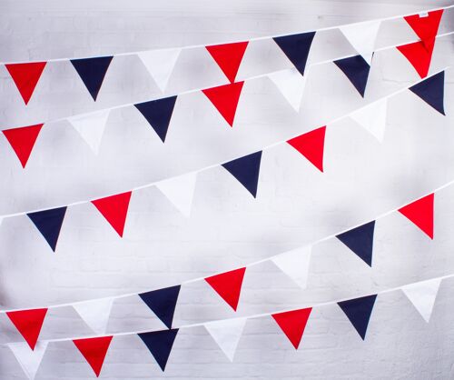 Red White and Blue Bunting - 100% Cotton - 5 metres