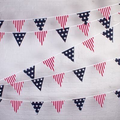 USA American 'Stars and Stripes' Bunting - 100% Cotton - 5 metres