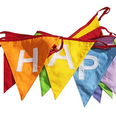 Banderines multicolor de feliz cumpleaños arcoíris - 100% algodón - 5 metros