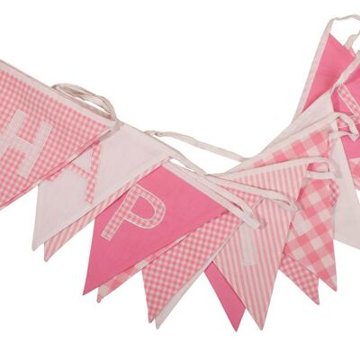 Banderines de feliz cumpleaños rosa - 100% algodón - 5 metros