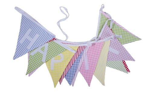 English Country Happy Birthday Bunting - 100% Cotton - 5 metres