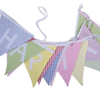 English Country Happy Birthday Bunting - 100% Cotton - 5 metres