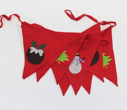 Red Christmas Bunting - 100% Cotton - 3 metres
