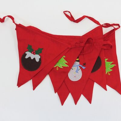 Red Christmas Bunting - 100% Cotton - 3 metres