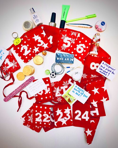 Fill-Your-Own Advent Calendar Bunting - 100% Cotton - 3.2 metres