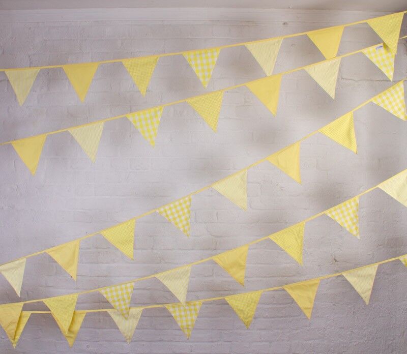 Zitronengelbe Wimpelkette - 100 % Baumwolle - 5 Meter