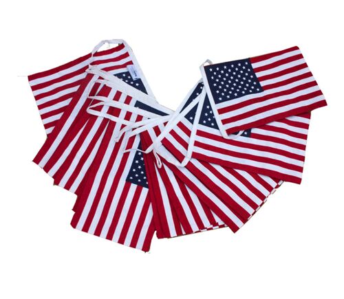 USA American Flag Bunting - 100% Cotton - 5 metres
