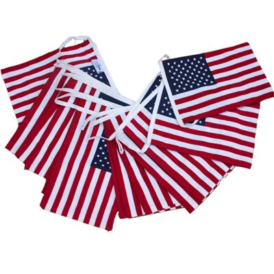 USA American Flag Bunting - 100% Cotton - 5 metres